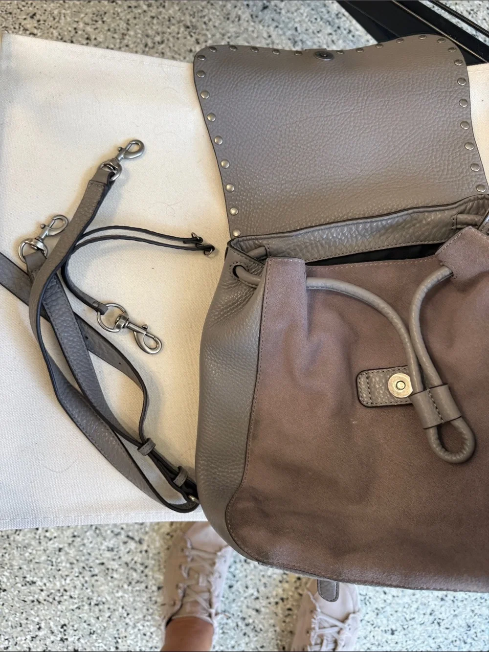 Rebecca Minkoff Leather Two-Tone Grey & Brown Backpack